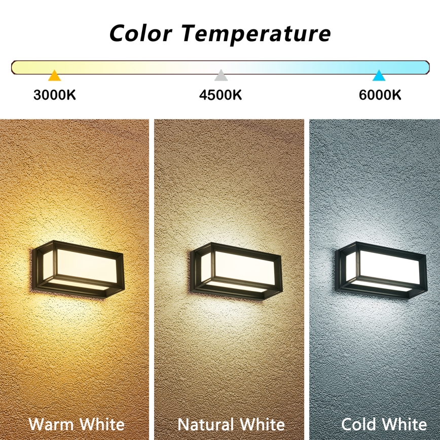 Brilagi - LED vonkajšie nástenné svietidlo PARKER LED/12W/230V 3000/4500/6000K čierne IP44
