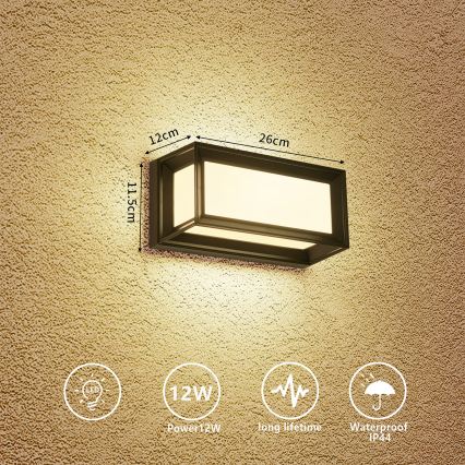 Brilagi - LED vonkajšie nástenné svietidlo PARKER LED/12W/230V 3000/4500/6000K čierne IP44