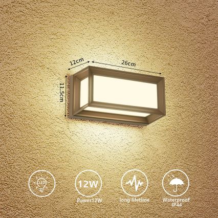 Brilagi - LED vonkajšie nástenné svietidlo PARKER LED/12W/230V 3000/4500/6000K hnedé IP44
