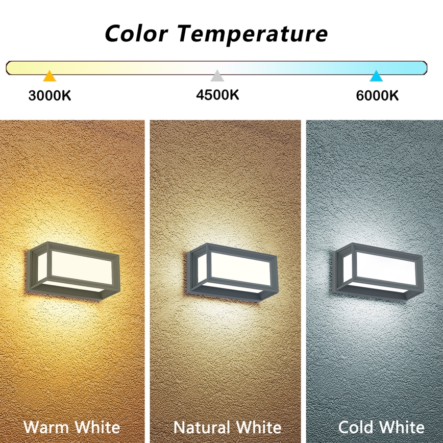 Brilagi - LED vonkajšie nástenné svietidlo PARKER LED/12W/230V 3000/4500/6000K sivé IP44