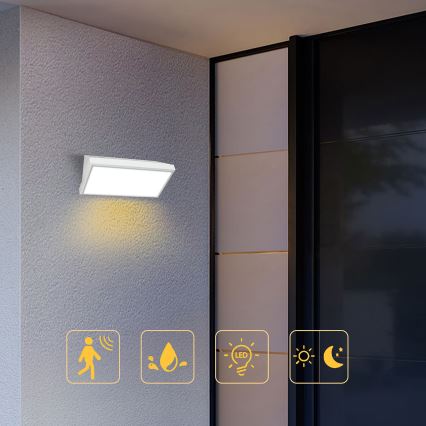 Brilagi - LED vonkajšie nástenné svietidlo so senzorom TRIANGLE LED/20W/230V biela IP65