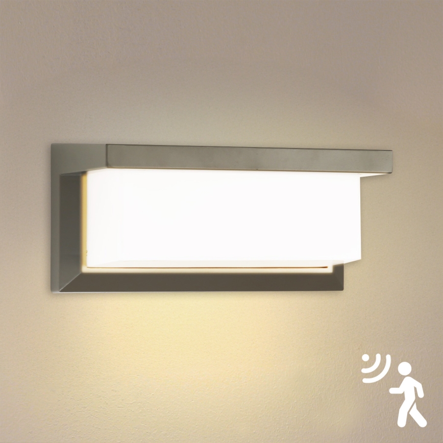 Brilagi - LED Vonkajšie nástenné svietidlo so senzorom BRICKY LED/12W/230V šedá IP54