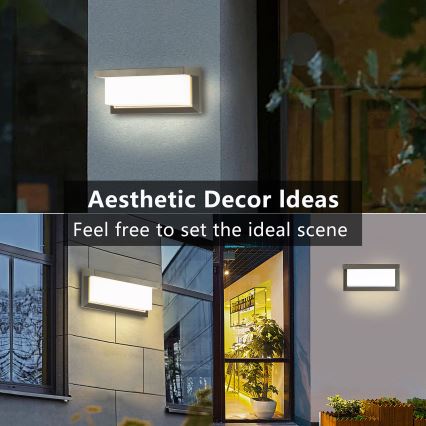 Brilagi - LED Vonkajšie nástenné svietidlo so senzorom BRICKY LED/12W/230V šedá IP54