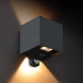 Brilagi - LED vonkajšie nástenné svietidlo so senzorom CUBE LED/6W/230V antracit IP65