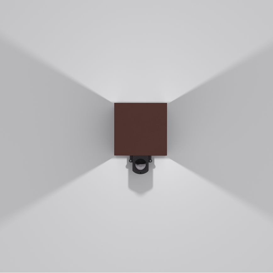 Brilagi - LED vonkajšie nástenné svietidlo so senzorom CUBE LED/6W/230V hnedé IP65