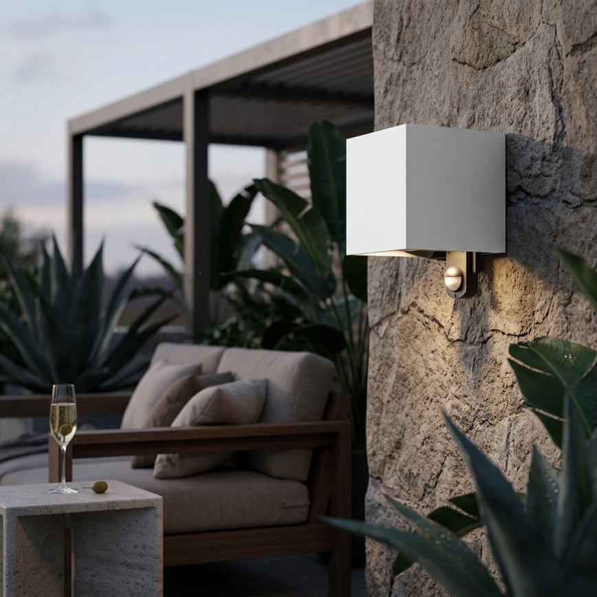 Brilagi - LED vonkajšie nástenné svietidlo so senzorom CUBE LED/6W/230V šedé IP65
