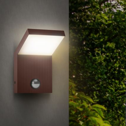 Brilagi - LED vonkajšie nástenné svietidlo s čidlom RIANO LED/8W/230V hnedé IP65