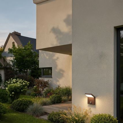 Brilagi - LED vonkajšie nástenné svietidlo s čidlom RIANO LED/8W/230V hnedé IP65