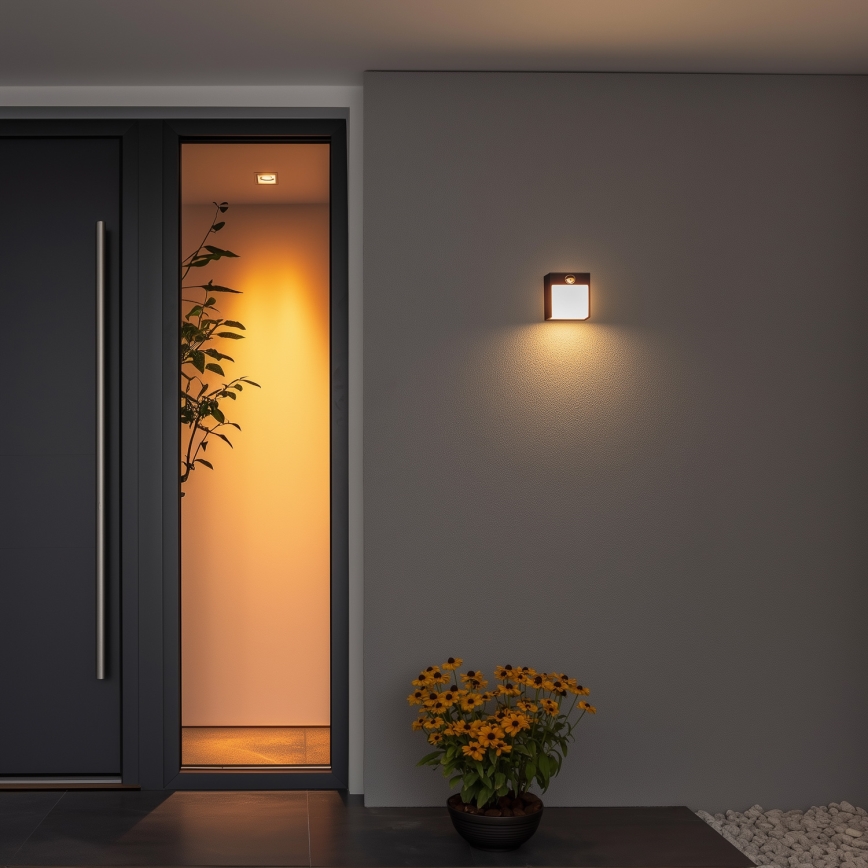 Brilagi - LED Vonkajšie nástenné svietidlo so senzorom TERNI LED/12W/230V čierna IP44