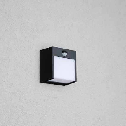 Brilagi - LED Vonkajšie nástenné svietidlo so senzorom TERNI LED/12W/230V čierna IP44