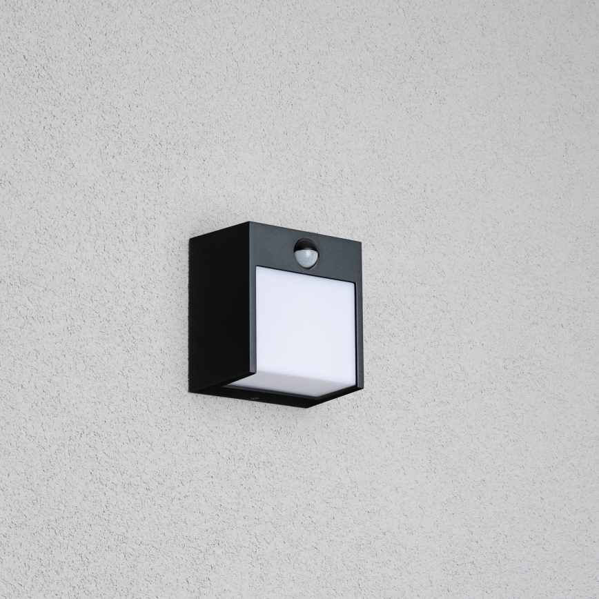 Brilagi - LED Vonkajšie nástenné svietidlo so senzorom TERNI LED/12W/230V čierna IP44
