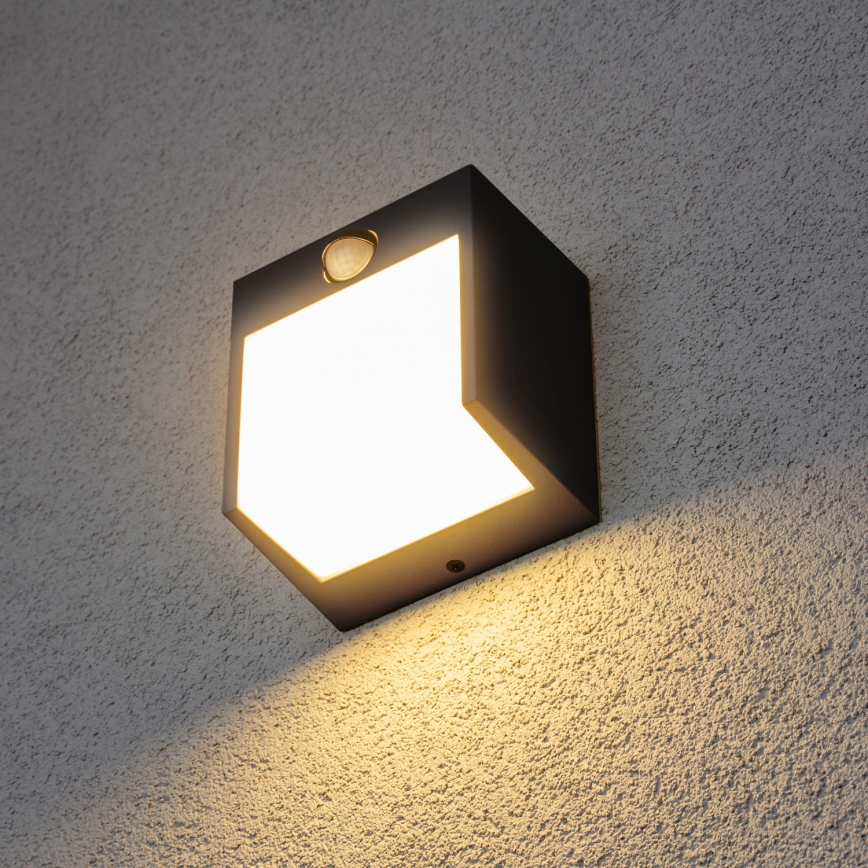 Brilagi - LED Vonkajšie nástenné svietidlo so senzorom TERNI LED/12W/230V čierna IP44