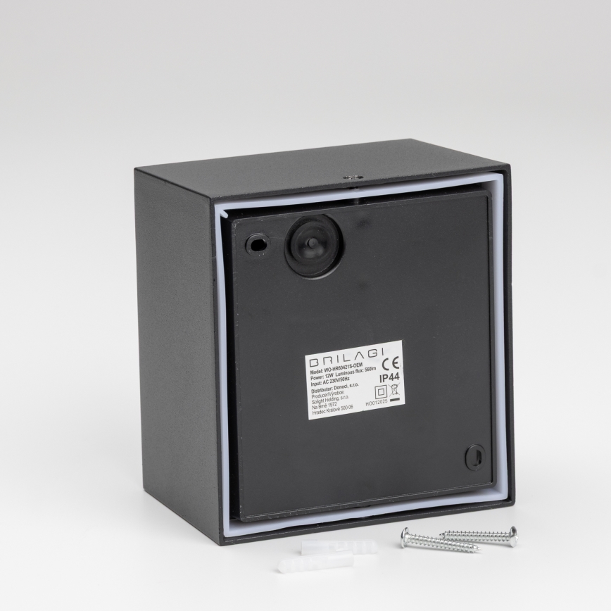 Brilagi - LED Vonkajšie nástenné svietidlo so senzorom TERNI LED/12W/230V čierna IP44