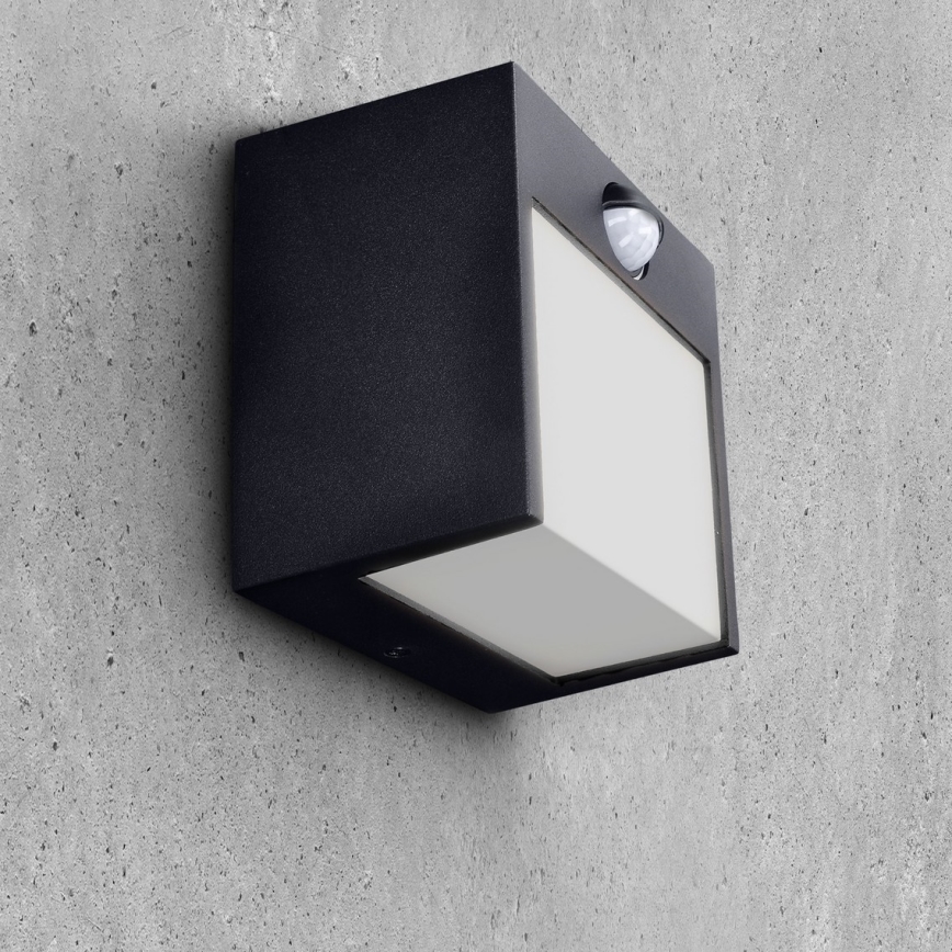 Brilagi - LED Vonkajšie nástenné svietidlo so senzorom TERNI LED/12W/230V čierna IP44
