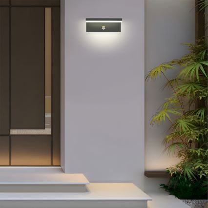 Brilagi - LED vonkajšie nástenné svietidlo so snímačom pohybu TESSI LED/10W/230V antracitové IP54
