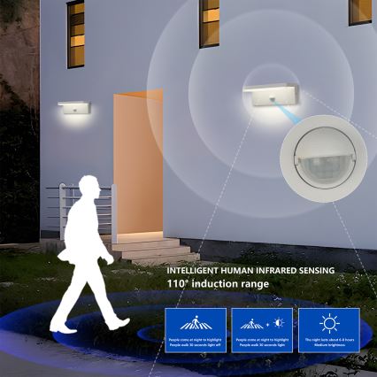 Brilagi - LED vonkajšie nástenné svietidlo s pohybovým senzorom TESSI LED/10W/230V biela IP54