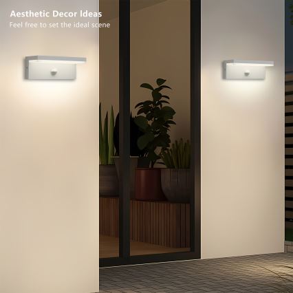 Brilagi - LED vonkajšie nástenné svietidlo s pohybovým senzorom TESSI LED/10W/230V biela IP54