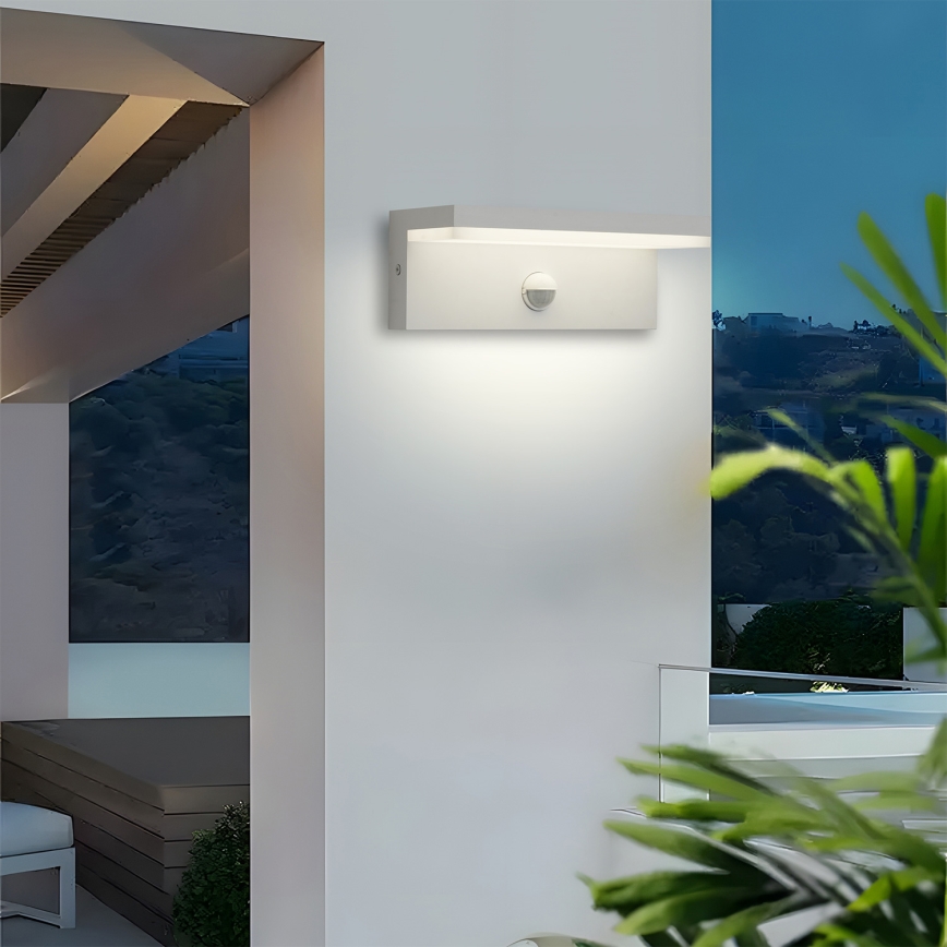 Brilagi - LED vonkajšie nástenné svietidlo s pohybovým senzorom TESSI LED/10W/230V biela IP54