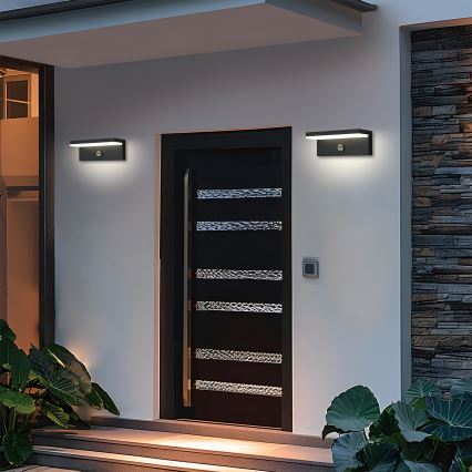 Brilagi - LED vonkajšie nástenné svietidlo so senzorom TESSI LED/10W/230V čierne IP54