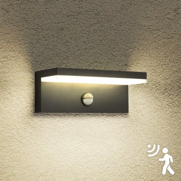 Brilagi - LED vonkajšie nástenné svietidlo so senzorom TESSI LED/10W/230V čierne IP54