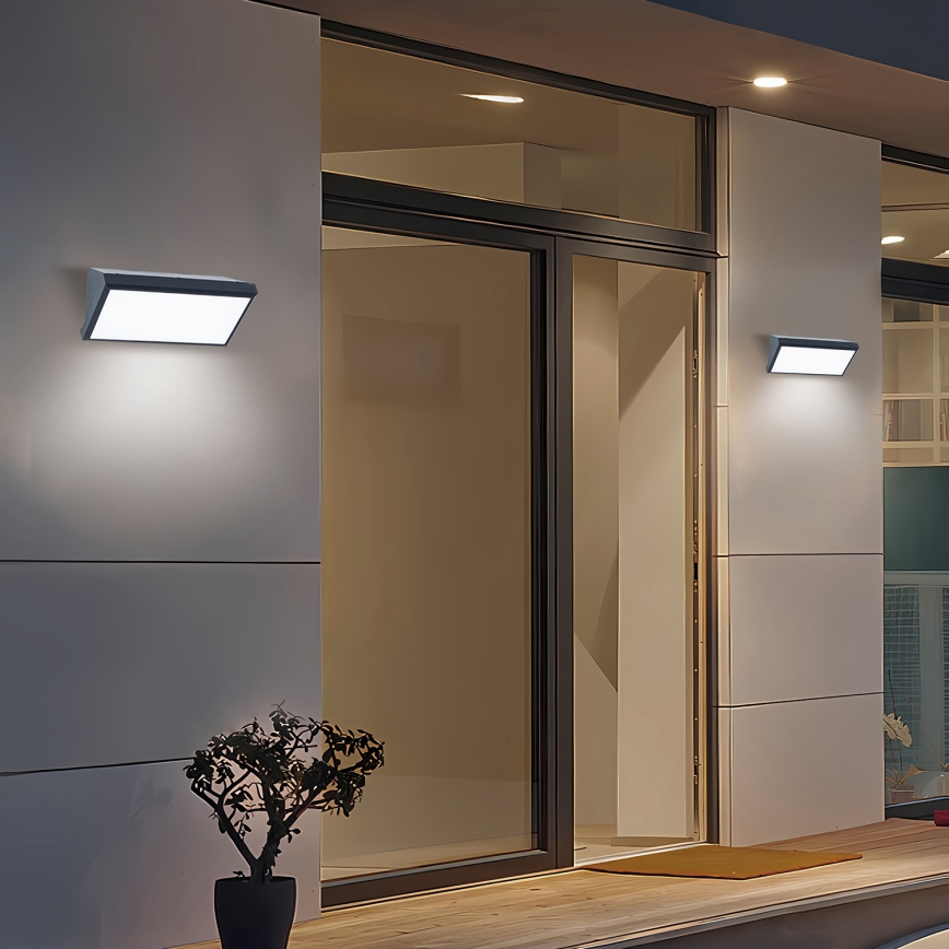 Brilagi - LED Vonkajšie nástenné svietidlo so senzorom TRIANGLE LED/20W/230V antracit IP65