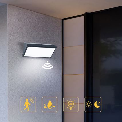 Brilagi - LED vonkajšie nástenné svietidlo so snímačom TRIANGLE LED/20W/230V antracit IP65