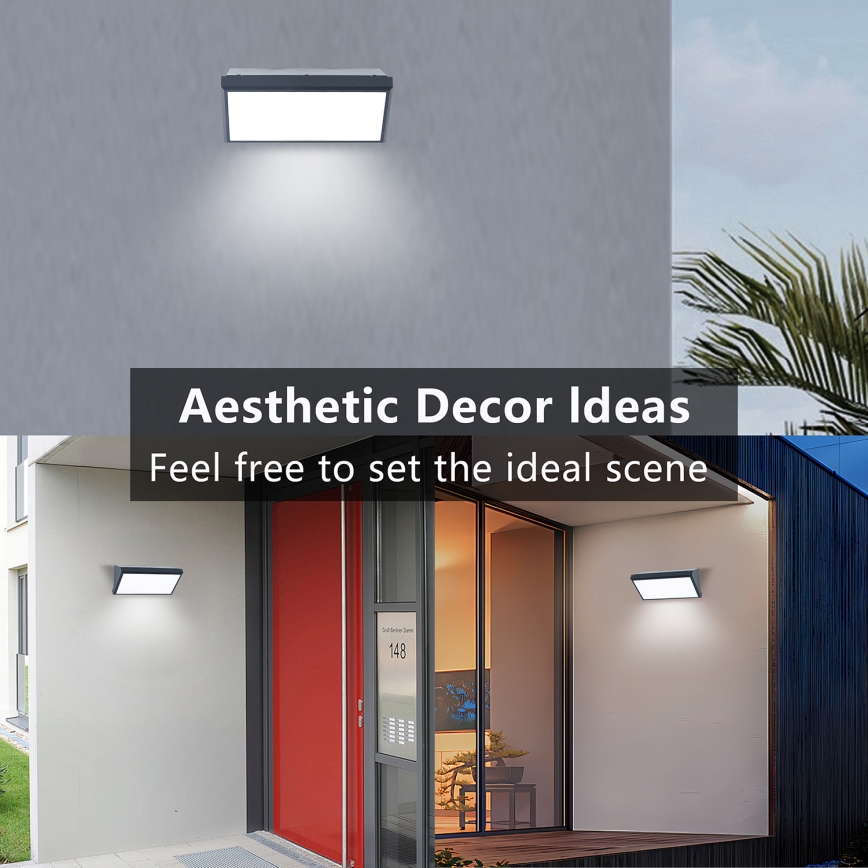 Brilagi - LED vonkajšie nástenné svietidlo so snímačom TRIANGLE LED/20W/230V antracit IP65