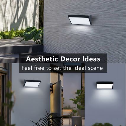 Brilagi - Vonkajšie nástenné LED svietidlo so senzorom TRIANGLE LED/20W/230V, čierne, IP65