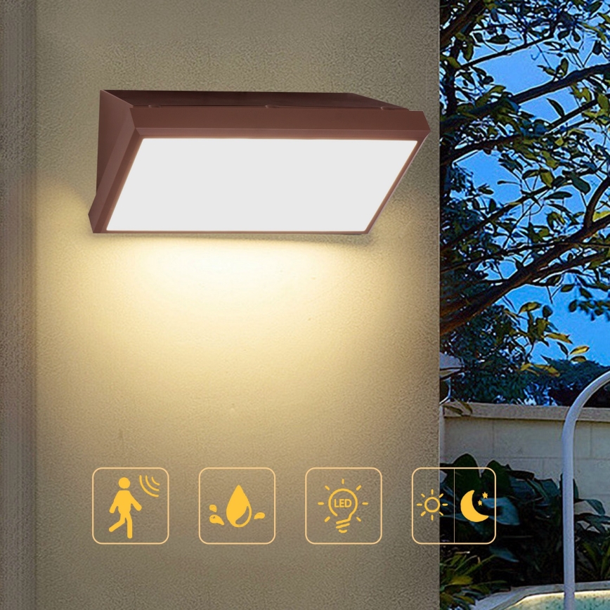 Brilagi - LED vonkajšie nástenné svietidlo so snímačom TRIANGLE LED/20W/230V hnedé IP65