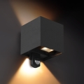 Brilagi - LED Vonkajšie nástenné svietidlo so snímačom CUBE LED/6W/230V čierna IP65