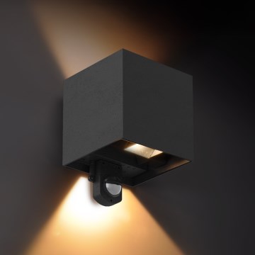 Brilagi - LED Vonkajšie nástenné svietidlo so snímačom CUBE LED/6W/230V čierna IP65