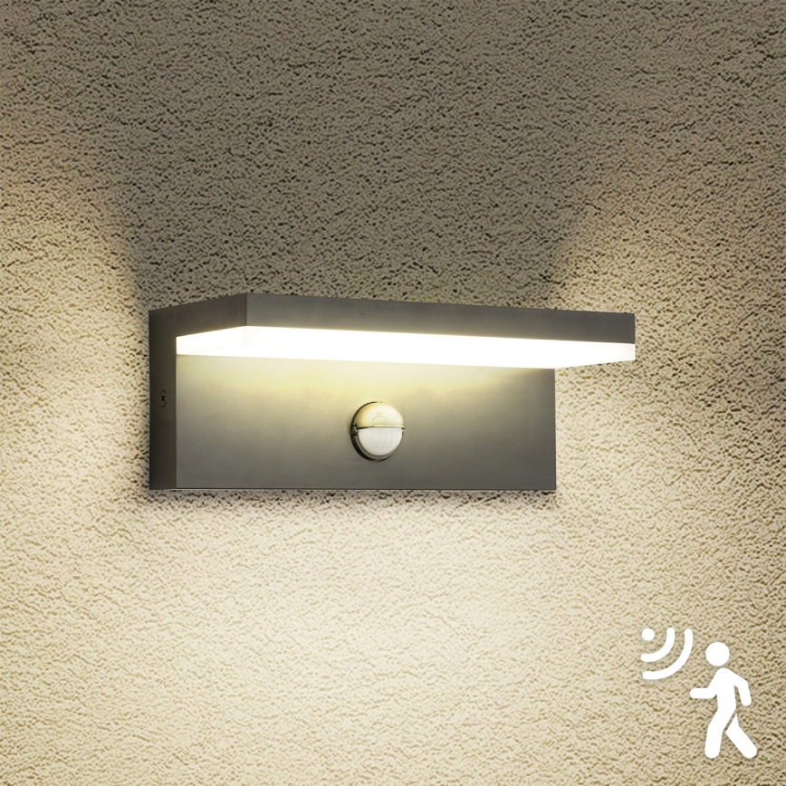 Brilagi - LED vonkajšie nástenné svietidlo so snímačom pohybu TESSI LED/10W/230V antracitové IP54