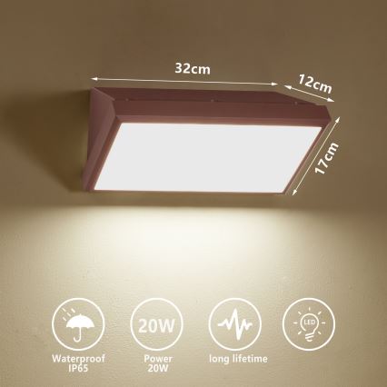 Brilagi - LED vonkajšie nástenné svietidlo TRIANGLE LED/20W/230V hnedá IP65