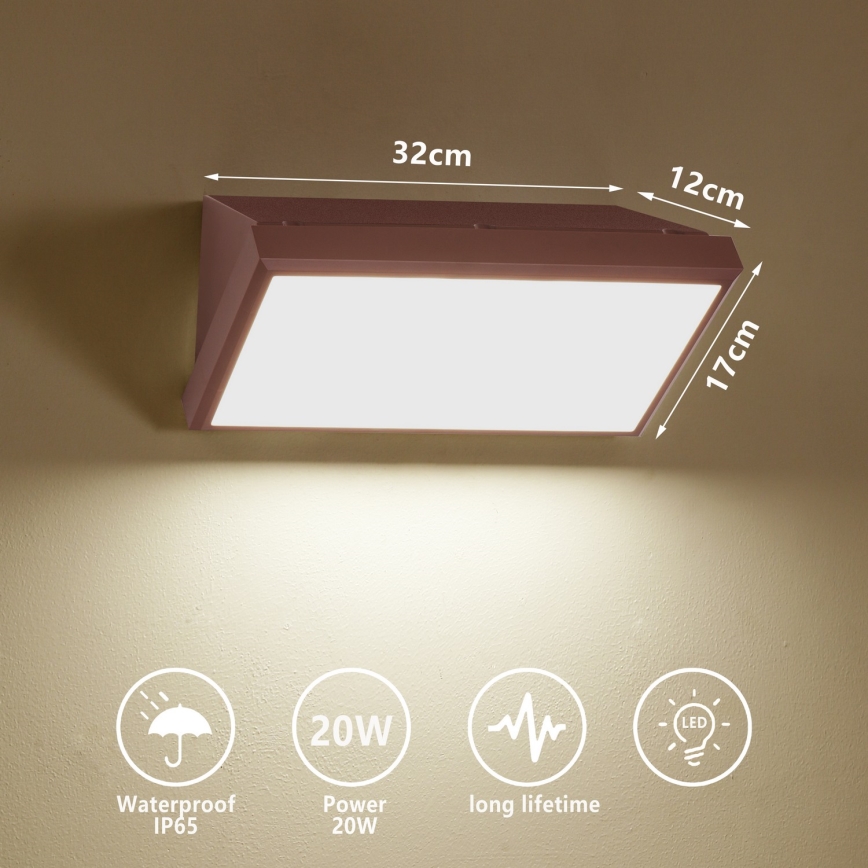 Brilagi - LED vonkajšie nástenné svietidlo TRIANGLE LED/20W/230V 3000/4000/6500K hnedá IP65