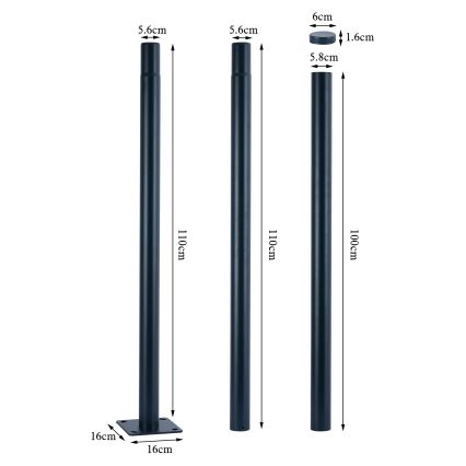 Brilagi - LED Vonkajšia pouličná lampa so stĺpom 3 m URBANSPARK LED/120W/230V antracit IP65