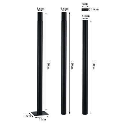 Brilagi - LED vonkajšia pouličná lampa so stĺpom 3 m URBANSPARK LED/60W/230V čierna IP65