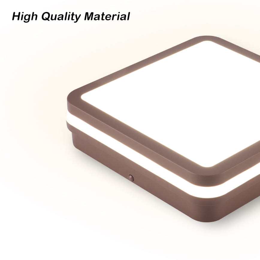 Brilagi - LED vonkajšie stropné svietidlo BENE LED/18W/230V 21,5x21,5 cm hnedá IP54