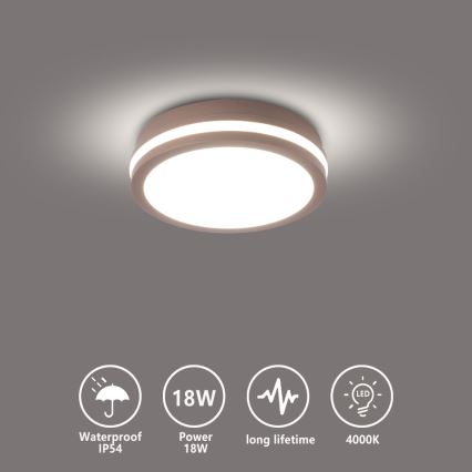 Brilagi - LED vonkajšie stropné svietidlo BENE LED/18W/230V priemer 21,5 cm hnedé IP54