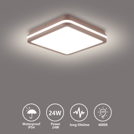 Brilagi - LED vonkajšie stropné svietidlo BENE LED/24W/230V 26x26 cm hnedé IP54