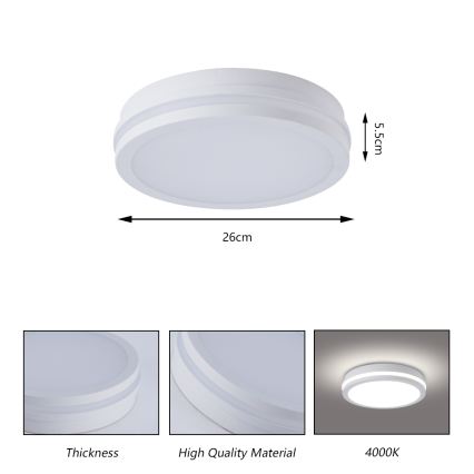 Brilagi - LED vonkajšie stropné svietidlo BENE LED/24W/230V pr. 26 cm biela IP54
