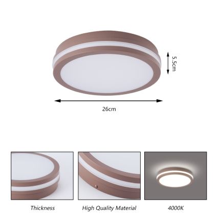 Brilagi - LED vonkajšie stropné svietidlo BENE LED/24W/230V pr. 26 cm hnedé IP54