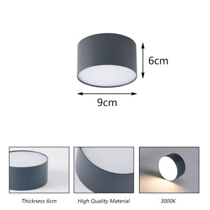 BRILAGI - LED vonkajšie stropné svietidlo FORIS LED/9W/230V priemer 9 cm antracit IP44