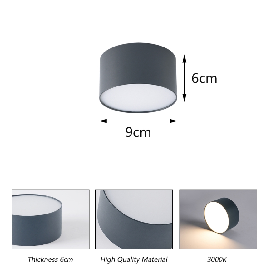 BRILAGI - LED vonkajšie stropné svietidlo FORIS LED/9W/230V priemer 9 cm antracit IP44