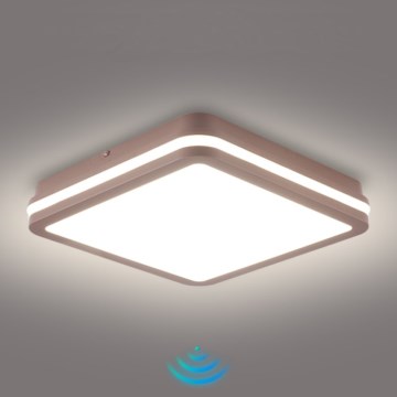 Brilagi - LED vonkajšie stropné svietidlo so senzorom BENE LED/24W/230V 26x26 cm hnedé IP54