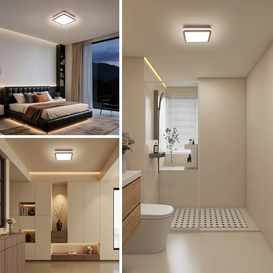 Brilagi - LED vonkajšie stropné svietidlo so senzorom BENE LED/18W/230V 21,5x21,5 cm hnedé IP54