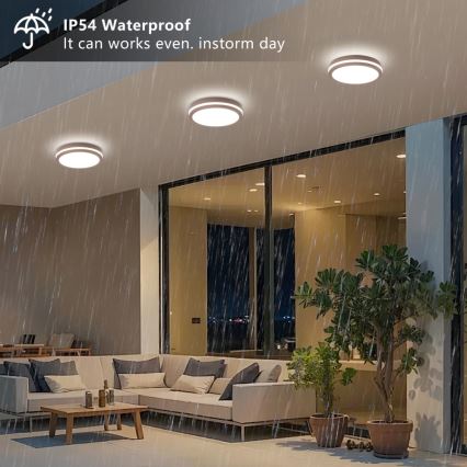 Brilagi - LED vonkajšie svietidlo so senzorom BENE LED/24W/230V pr. 26 cm hnedá IP54