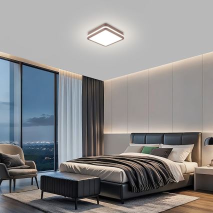 Brilagi - LED vonkajšie stropné svietidlo so snímačom BENE LED/18W/230V 21,5x21,5 cm hnedé IP54