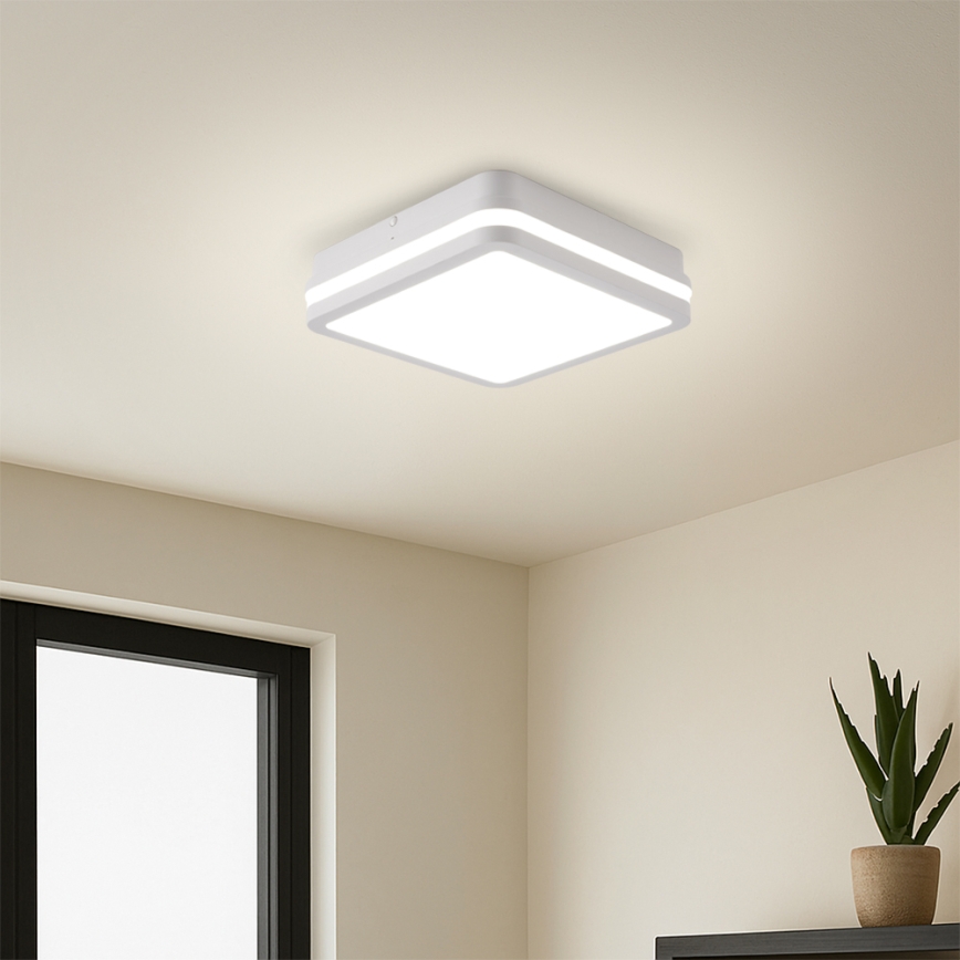 Brilagi - LED Vonkajšie svietidlo so senzorom BENE LED/18W/230V 22x22 cm biela IP54