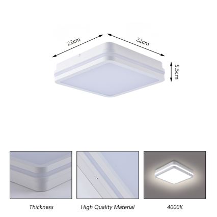 Brilagi - LED Vonkajšie svietidlo so senzorom BENE LED/18W/230V 22x22 cm biela IP54