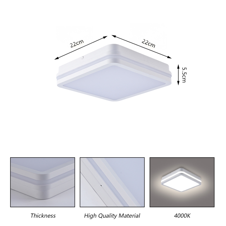 Brilagi - LED Vonkajšie svietidlo so senzorom BENE LED/18W/230V 22x22 cm biela IP54